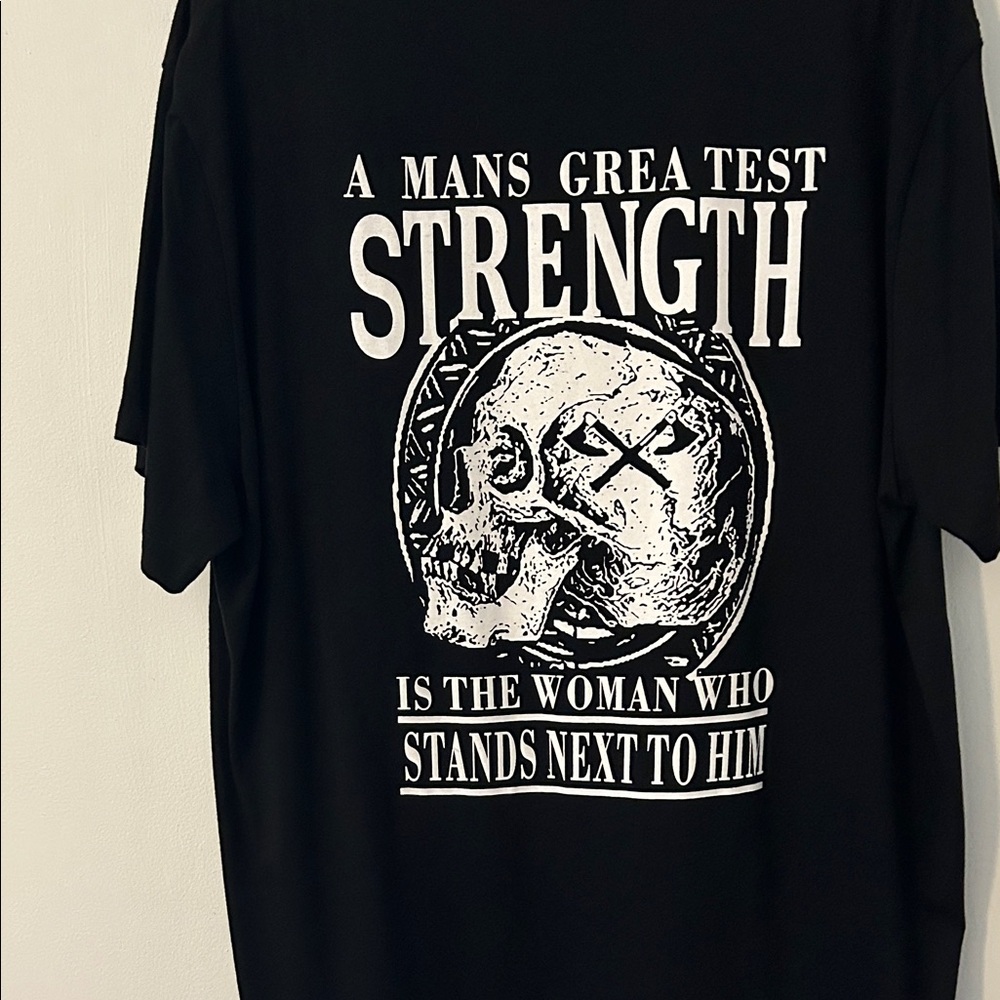 Black Graphic Tee with Bold Skull Design
